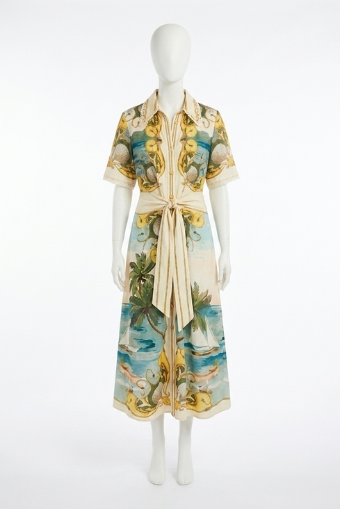 FARM RIO Dresses & Skirts - NEW FARM RIO royal sea collared midi dress in off-white